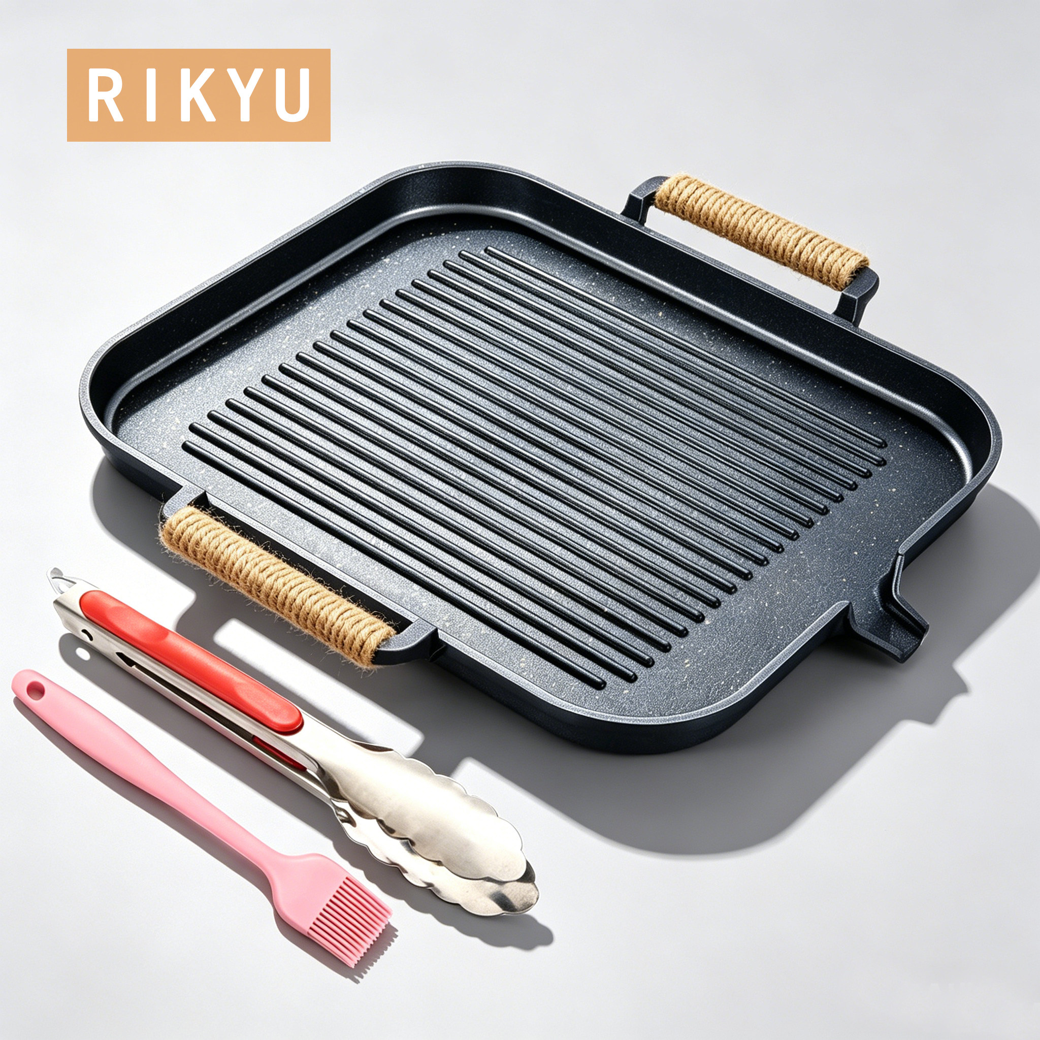 Rikyu利休日式电磁炉烤盘家用麦饭石色不粘烧烤肉锅卡式炉电陶炉