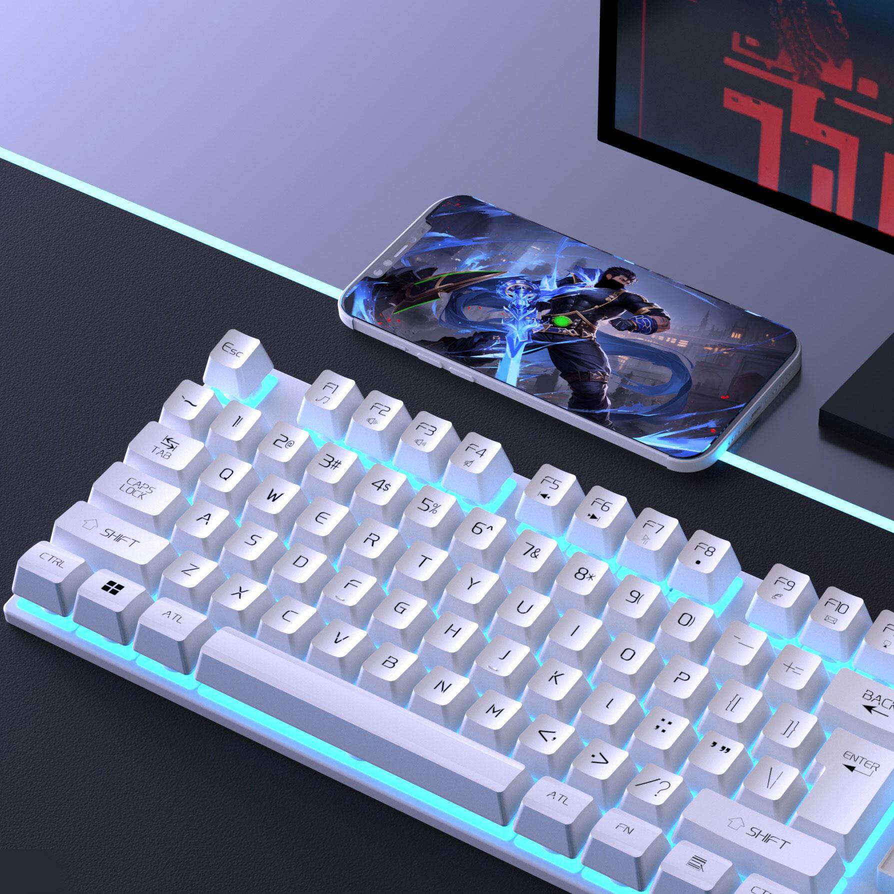 真机械手感键盘鼠标发光游戏台式电脑笔记本有线办公专用打字家用