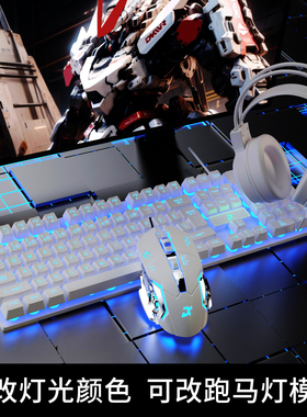 跑马灯炫酷七色变光键盘真机械手感发光有线键鼠套装电竞办公通用