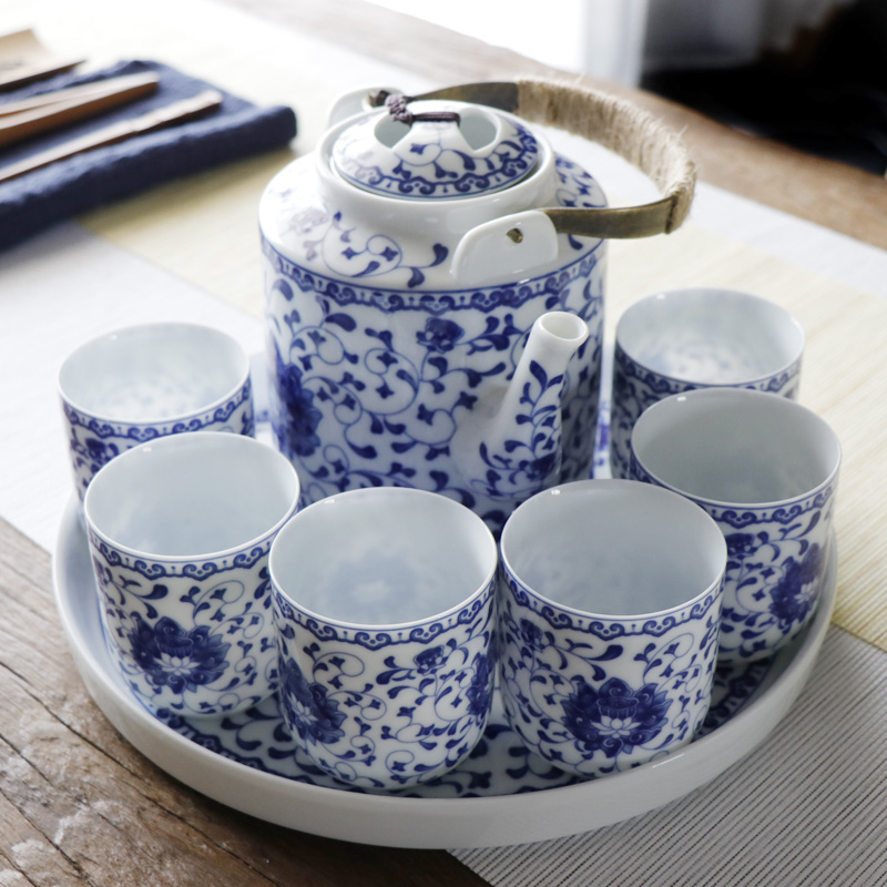 釉下青花瓷提梁壶陶瓷陶瓷茶具图片