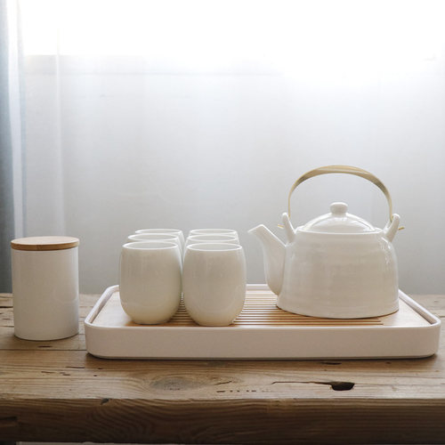 大号家用提梁茶具纯白简约
