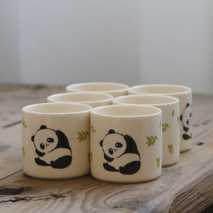 可爱熊猫陶瓷茶杯水杯景德镇家用耐热儿童陶瓷杯高温环保瓷单杯