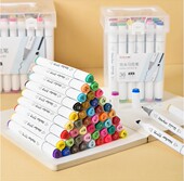 包邮 小学生马克笔画画笔美术手绘双头肤色36色48色12色绘画笔24色