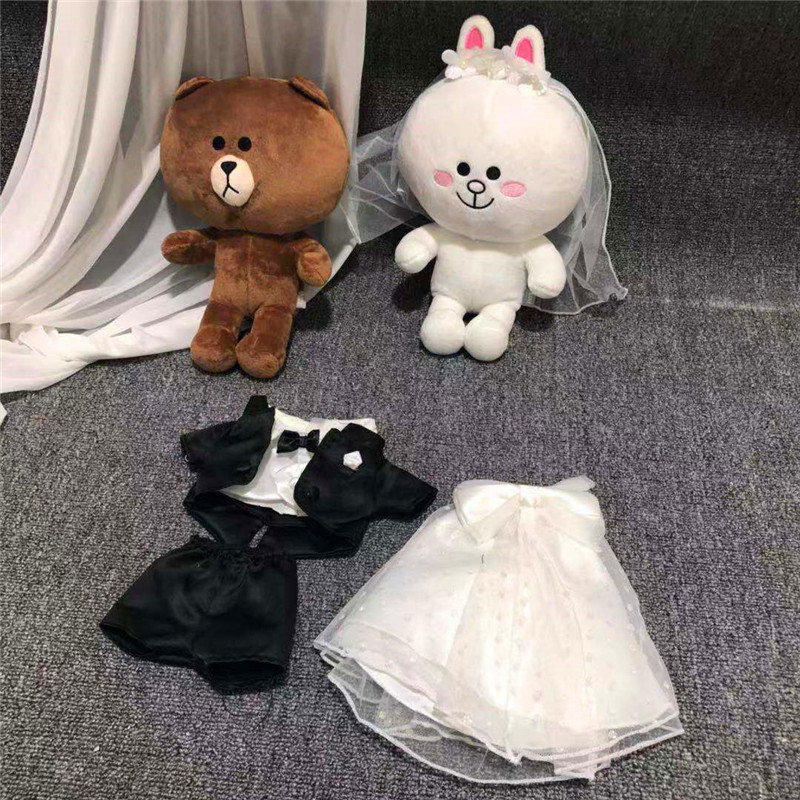 新品婚纱礼服可妮兔一对车头结婚礼物公仔情侣压床娃娃玩偶