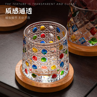 威士忌酒杯洋酒杯水晶玻璃轻奢高端高级感微醺旋转调酒白兰地杯子