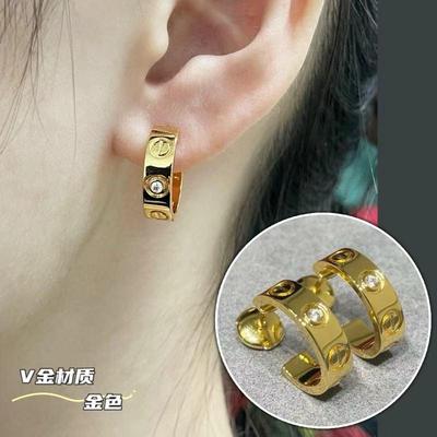 V金镀咪金简约锆石女耳环
