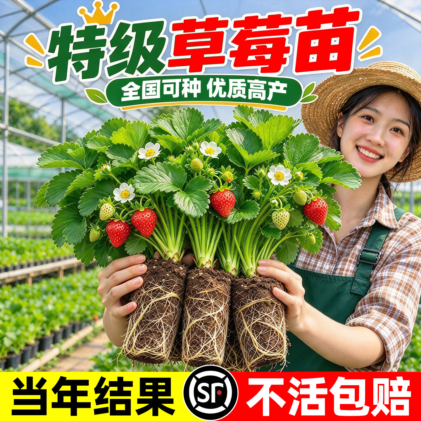 草莓苗秧穴盘苗四季结果批发优质高产玄玉盆栽红颜奶油精品新脱毒