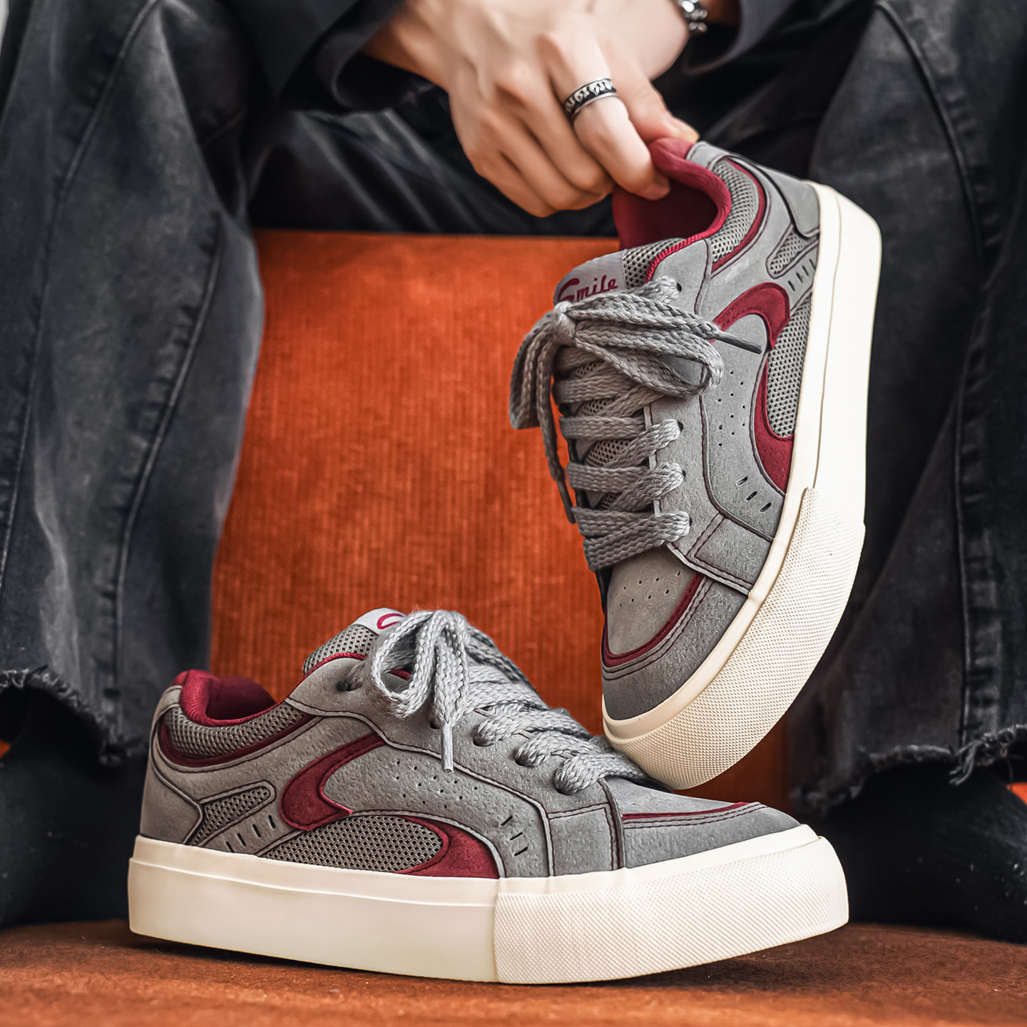 男鞋秋季鞋子小众复古男款板鞋2025新款潮流百搭青少年休闲运动鞋,流行男鞋,休闲板鞋,淘宝优惠券,粉丝福利购,淘宝优惠卷