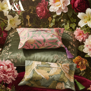 VA博物馆威廉莫里斯水果石榴百籽呈祥茶室装 饰客厅纸巾抽纸盒收纳