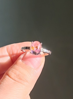 纯银银戒指天然水晶极光水晶戒指一物一拍节日礼物七夕礼物