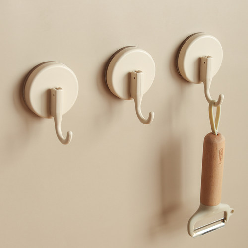 奶油风真空吸盘挂钩免打孔