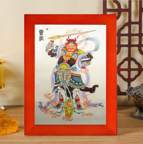 王灵官神像家用供奉实木摆件之神火神护法王恶王天君画像平安护身
