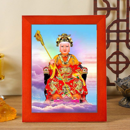 泰山娘娘奶奶老母画像挂画神像家用供奉摆件人物实木摆台平安