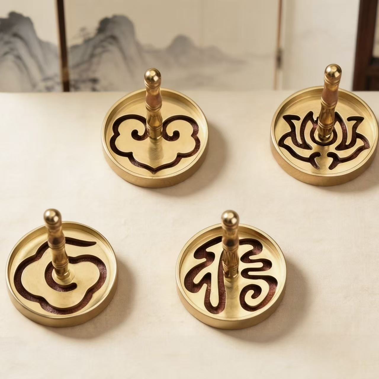4.5cm香篆祥云如意莲花福字四款可选香道用品