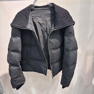 剪三标 黑色宽松羽绒服 商标处有拆印慎拍 M安K羊毛领短款 亏清