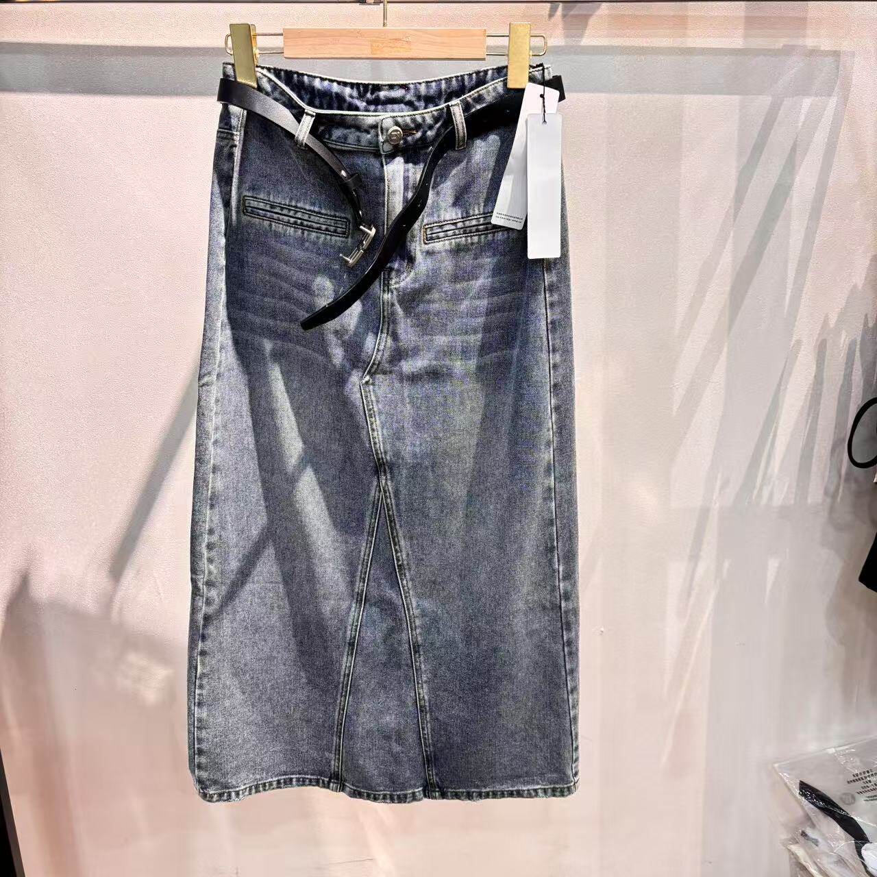 鸢系列2025春季新款高腰开衩鱼尾牛仔半身裙女夏季2958