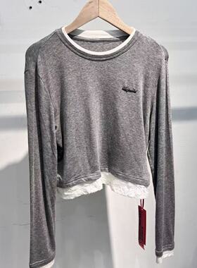 帕系列春秋款短款宽松打底T恤0001