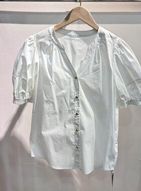 亏本清仓！A系列夏装时尚百搭显瘦宽松上衣短纯色气质袖衬衫2152