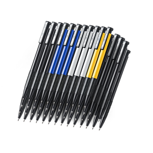 得力彩色圆珠笔正品按压式小学生专用蓝色黑色红色油笔老式办公原子笔高档中油笔按动油性高颜值中性笔批发