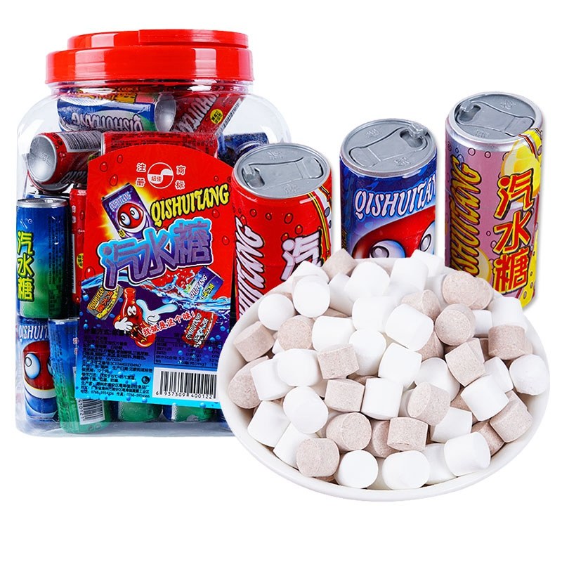 绍佳汽水糖可乐雪碧柠檬味 8090后怀旧气泡压片糖果零食 一桶50个