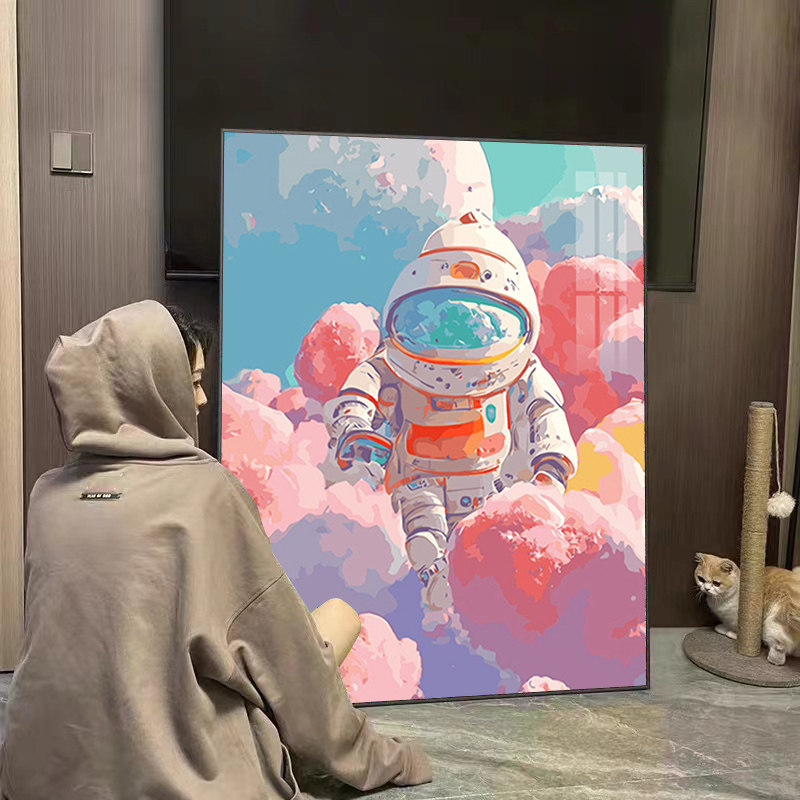 艺术梦幻宇航员钻石画满钻卧室银河爱恋高颜值手工点贴砖十字绣5d