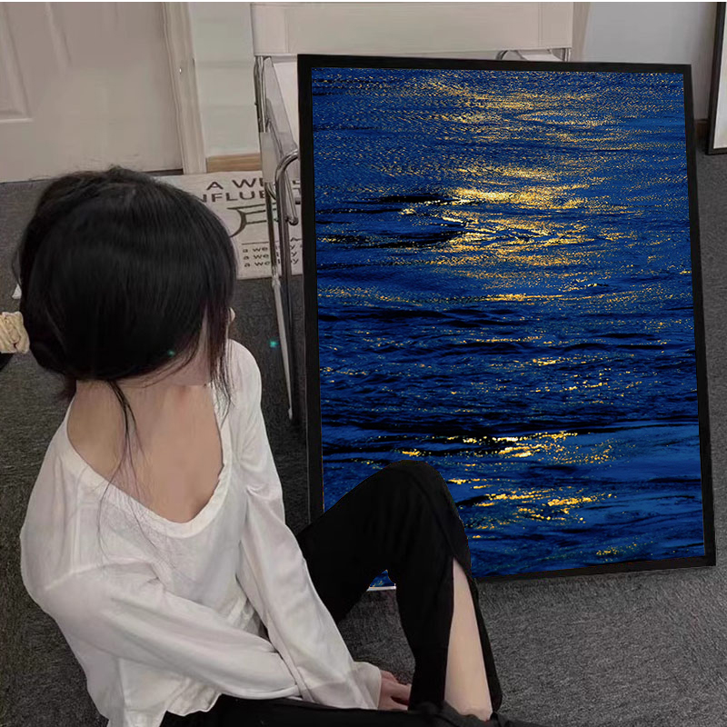 波光粼粼高难度钻石画满钻2025新款客厅治愈海景贴钻画十字绣带框