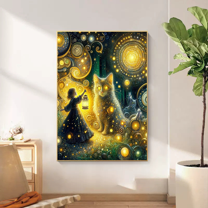 2025新款窗帘少女钻石画贴满钻十字绣客厅卧室轻奢玄关礼物点钻画