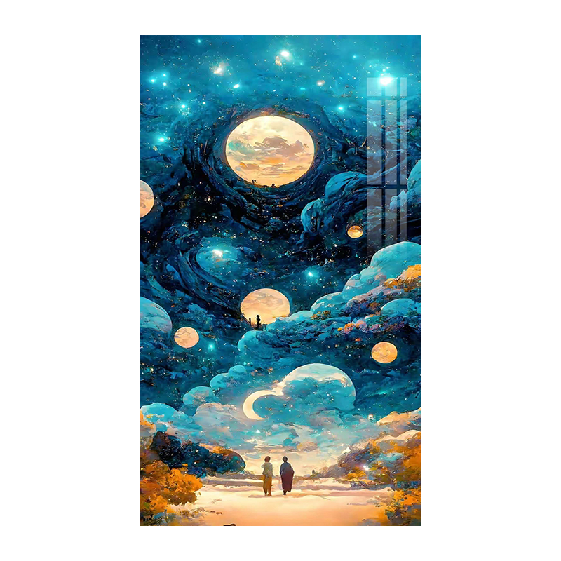 治愈高级梦幻天空钻石画满钻客厅竖版挂画创意手工点贴十字绣简约