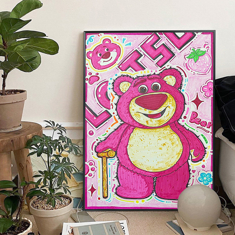 草莓熊卡通钻石画满钻5d客厅小件卧室十字绣2025新款简约现代北欧