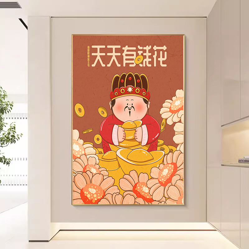 福禄财神治愈系数字油画diy油彩画卡通手绘丙烯填充装饰挂画玄关图片