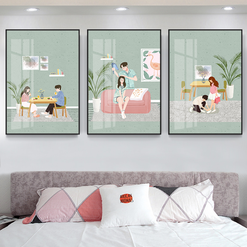 十字绣2025新款卧室床头钻石画满钻民宿情侣墙画手绘风三联画小件