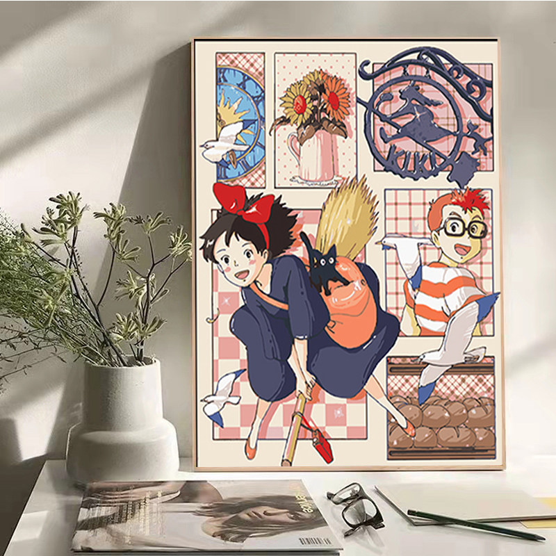 宫崎骏魔法少女钻石画满钻客厅卧室卡通十字绣2023新款贴手工带框