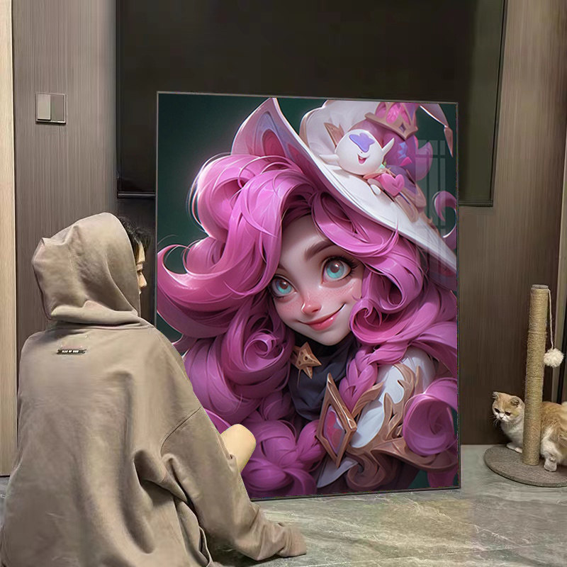 英雄联盟女巫露露十字绣2023新款小件卧室游戏厅手工点贴钻石画5d