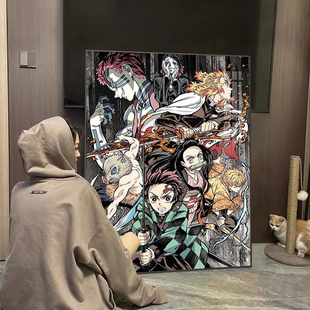 钻石画2025新款鬼灭之刃人物卧室客厅装饰画儿童手工点贴画十字绣