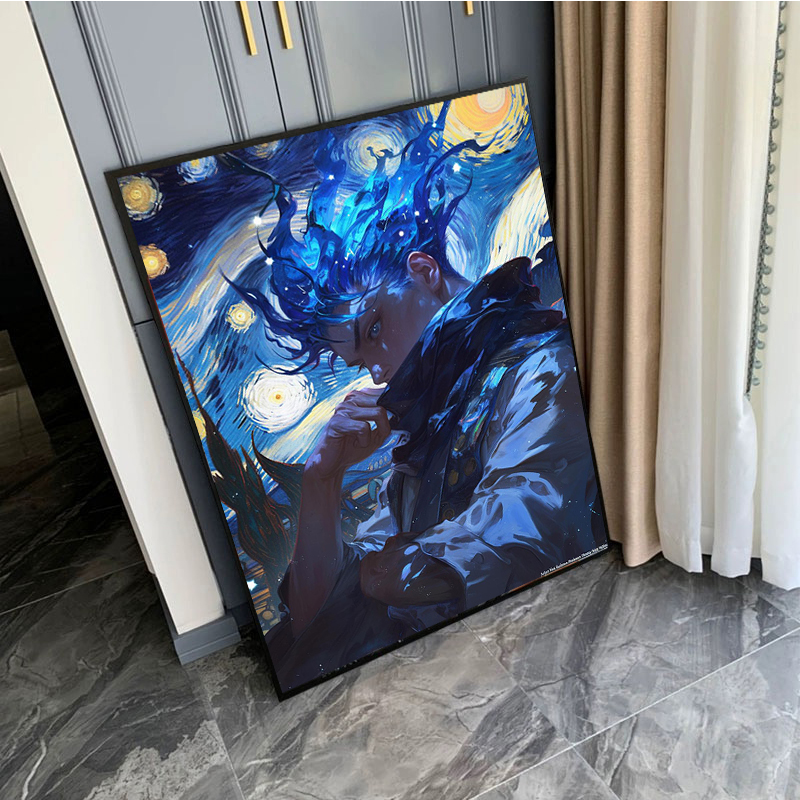 钻石画2025新款梵高卡通客厅装饰画手工5d点贴满钻十字绣刺绣外框图片