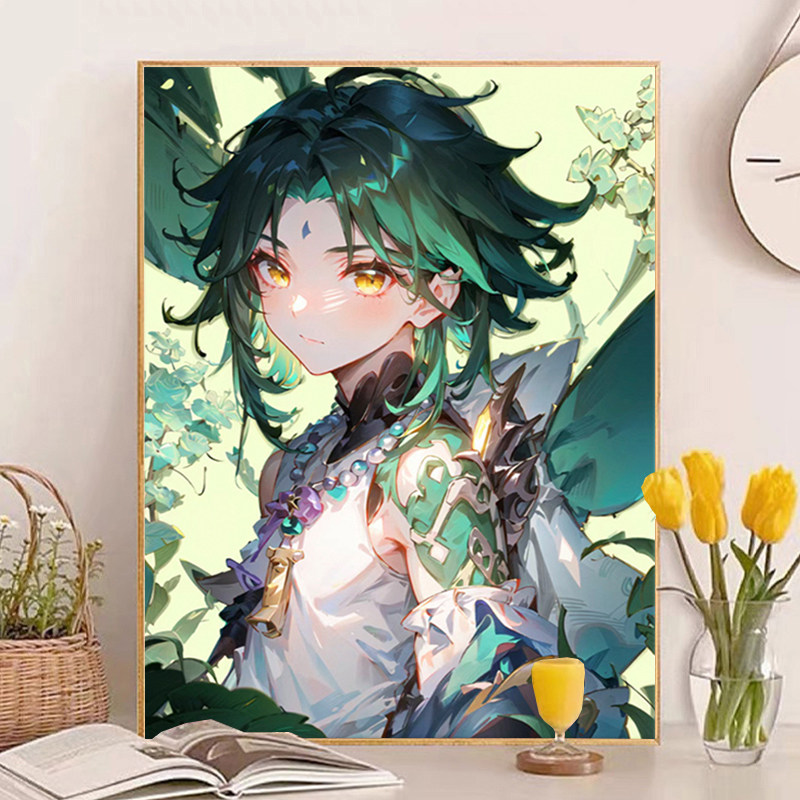 乖巧原神数字油画DIY油彩画丙烯填充手绘治愈系减压卧室装饰画
