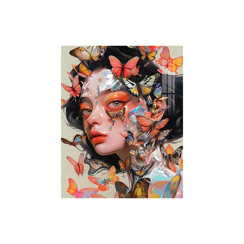 高级艺术钻石画蝴蝶少女ins风