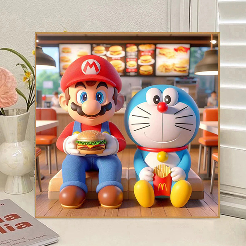 超级玛丽diy数字油画手工丙烯填充油彩装饰画客厅摆件大尺寸解压