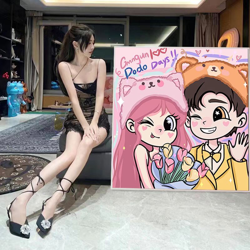 星蝶公主风情侣数字油画diy油彩画定制手工绘丙烯解压客厅装饰画图片