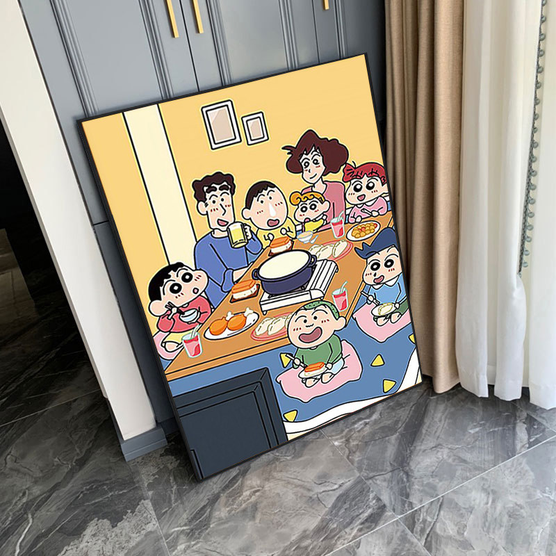 蜡笔小新全家福十字绣2025新款5d客厅点贴钻石贴画diy钻石画带框