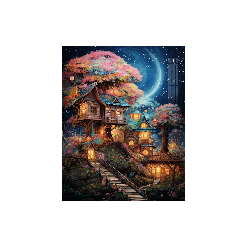 星空下的树屋钻石画高级感2025