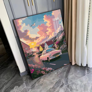 高颜值多巴胺小镇钻石画2025新款满钻客厅高难度十字绣水钻贴画5d