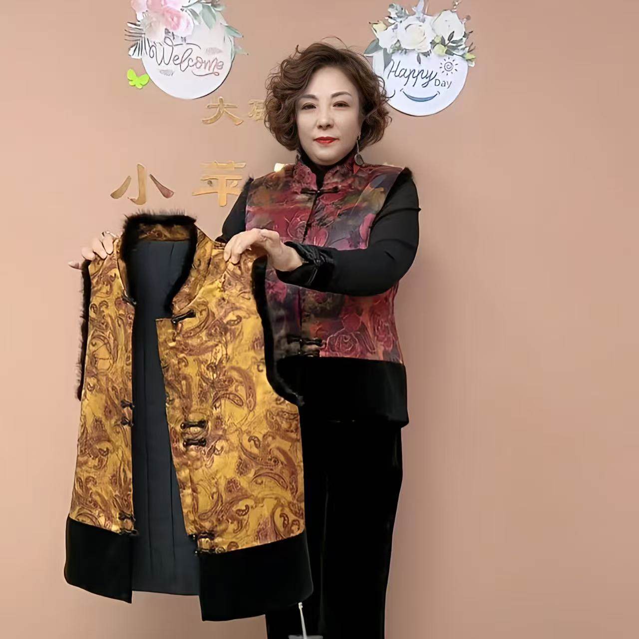 妈妈新中式国风夹棉加厚马夹2025秋冬新款中老年高贵坎肩上衣马甲