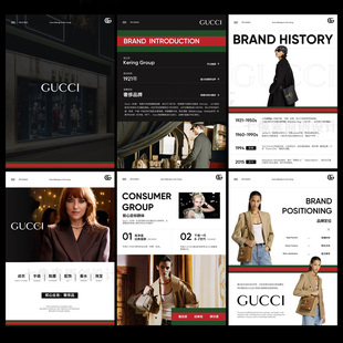 A4竖版高级感Gucci品牌分析介绍包包手袋女装产品画册ppt模板