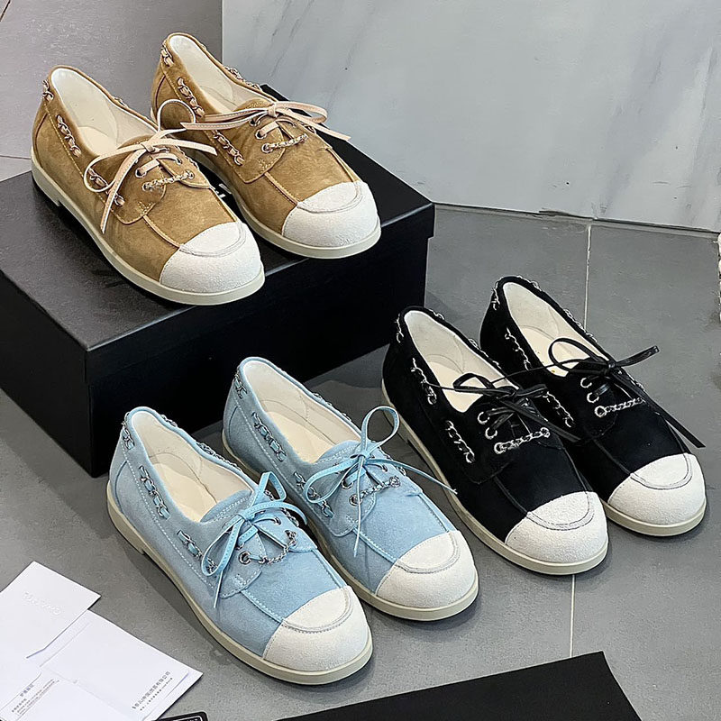 小香风乐福鞋女拼色系带金属链条平底百搭蝴蝶结休闲鞋,女鞋,时尚休闲鞋,淘宝优惠券,粉丝福利购,淘宝优惠卷
