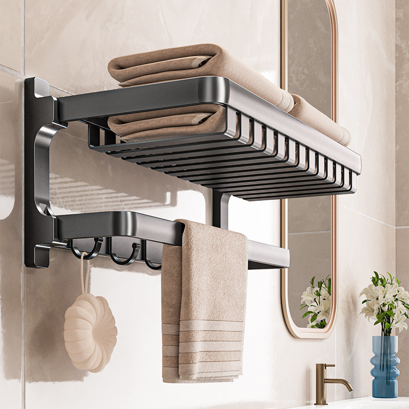 四季沐歌浴室毛巾架免打孔卫生间置物架厕所壁挂折叠浴巾架,家装主材,浴巾架/毛巾架,淘宝优惠券,粉丝福利购,淘宝优惠卷