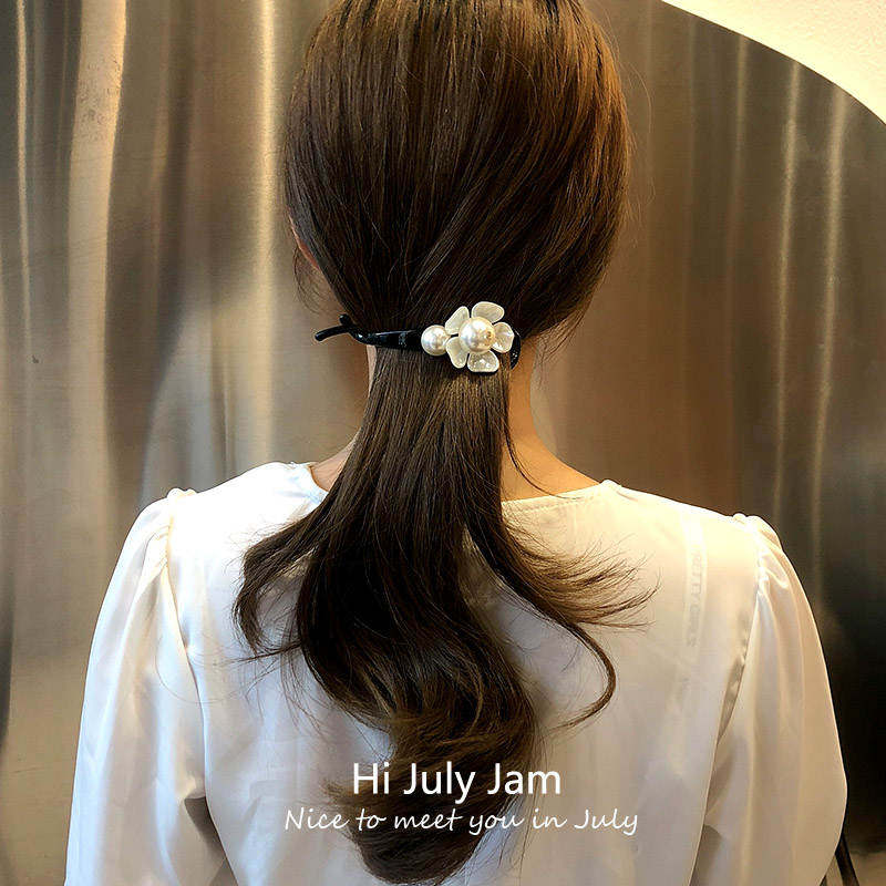 香蕉夹扭夹发卡韩国横夹珍珠花朵气质优雅盘发丸子头大号马尾发卡