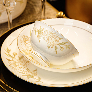 景德镇高温釉下彩陶瓷餐具套组家用2025新款乔迁结婚高级轻奢碗碟