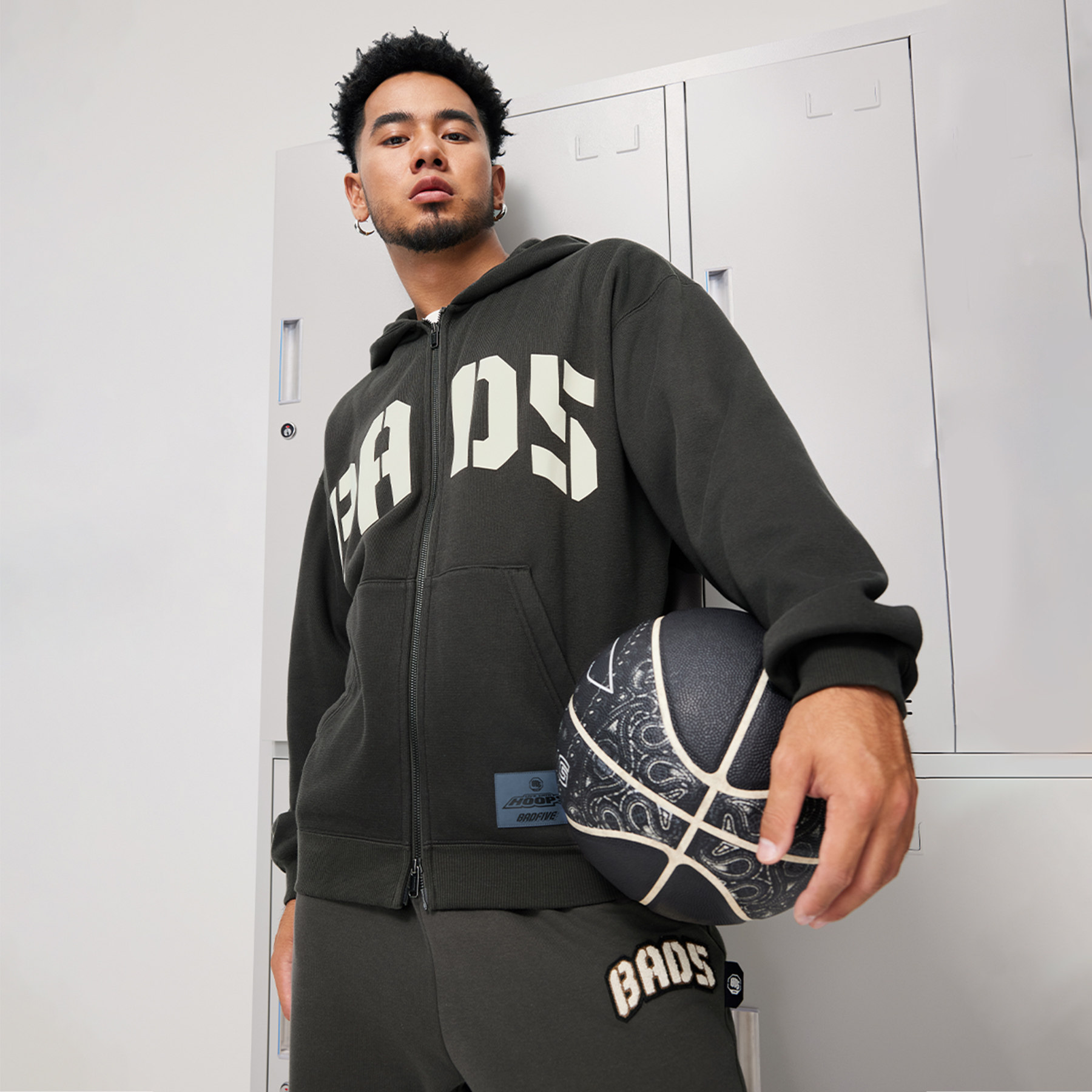 李宁反伍BADFIVE男子2024加绒保暖柔软宽松开衫连帽卫衣AWDU511