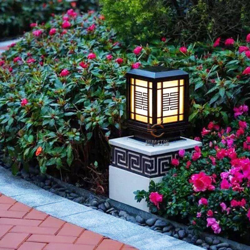 紫铜柱头灯云石园林景观灯复古围墙灯院子柱顶灯别墅石柱灯花园灯